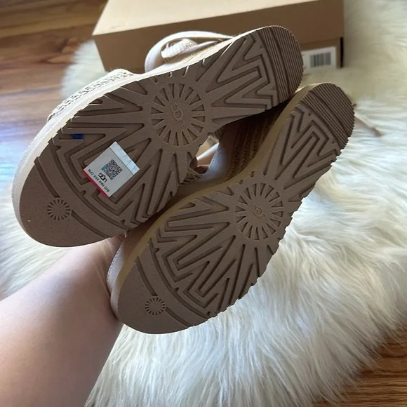 UGG Nude Abbot Ankle Wrap Wedges - Picture 6 of 7